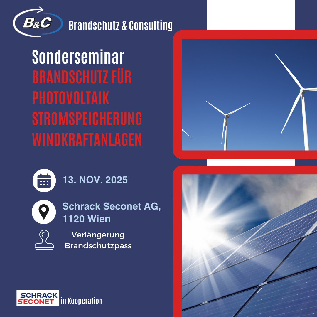 Sonderseminar: Brandschutz bei PV-Anlagen und Energiespeicher